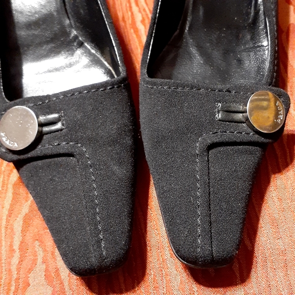 Prada Black Pointed Toe Fabric Covered Kitten Heels Pumps Women's Size 39 - Picture 5 of 16